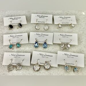 SPECIAL 9 pairs of new sterling silver earrings with Cz & pearl md in Israel